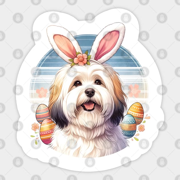 Coton de Tulear Celebrates Easter with Bunny Ears Sticker by ArtRUs